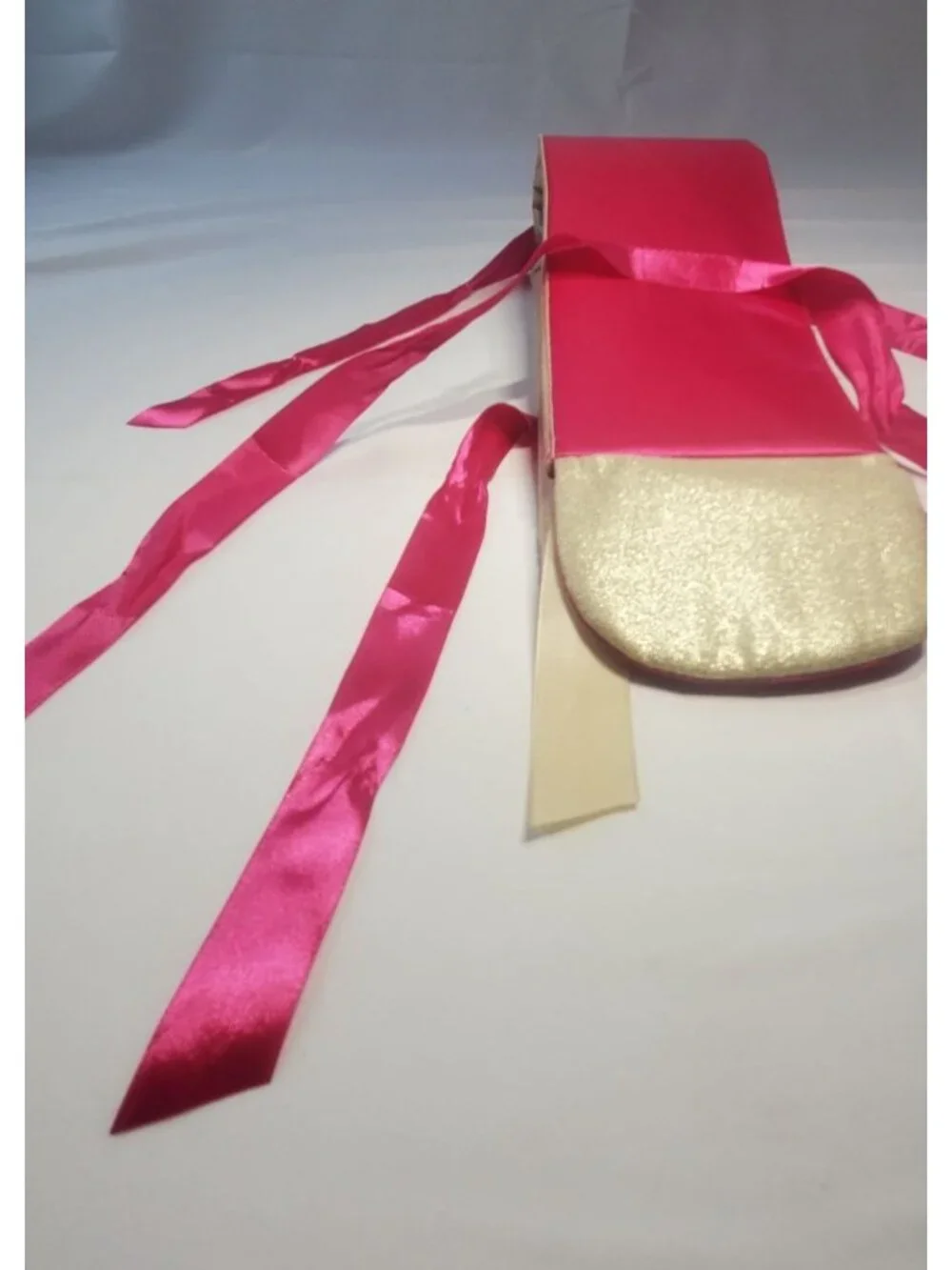 Wig Hair Extension Cover Holder Gold Pink with Ribbons